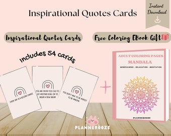 Inspirational Quotes Cards, Mindfulness Saying, Motivational Messages, Positive reminders, Instant Digital Download PDF