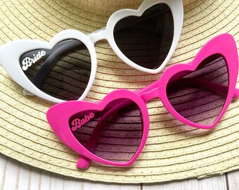 Bride Heart Sunglasses,Bachelorette Sunglasses,Bridal Party Heart Shaped Sunglasses,Party Souvenirs,Personalized Bridesmaid Gifts