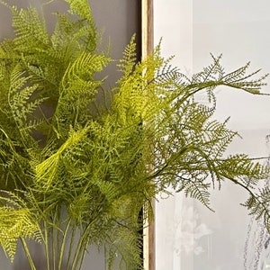 Japanese Lace Fern branches, artificial greenery, DIY flower arrangement, green faux plant leaves, tall long tree branches, delicate foliage