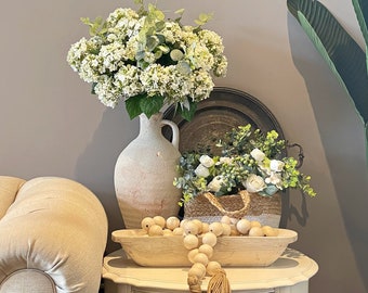 White hydrangea bouquet, faux flowers spray, artificial stems, Plants, white hydrangea, floral arrangement, spring home decor, white flowers