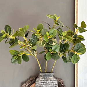 Ficus branches, artificial greenery, DIY flower arrangement foliage, green faux Ficus plant leaves, home decor, floral design