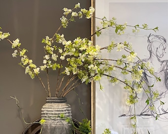 Wild Apple blossom tree branches, long twigs, white faux flower sprays, artificial Plants, wedding DIY, floral arrangement, home decor