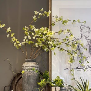 Wild Apple blossom tree branches, long twigs, white faux flower sprays, artificial Plants, wedding DIY, floral arrangement, home decor