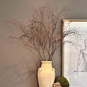 Dry Curly Willow Branches, faux dried long branch, artificial Plants, dark brown twigs, Autumn neutral home decor floral arrangement, modern
