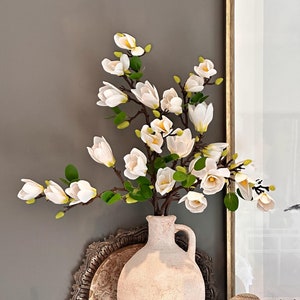 White Magnolia branches, white faux flower sprays, artificial Plants, wedding DIY, magnolia blossom, white floral arrangement, home decor