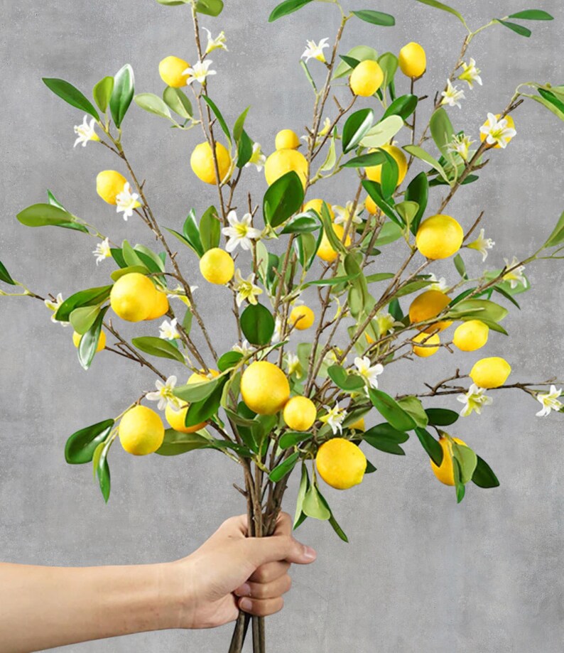 Faux Lemon Tree Branches Artificial Yellow Fruits Faux Etsy