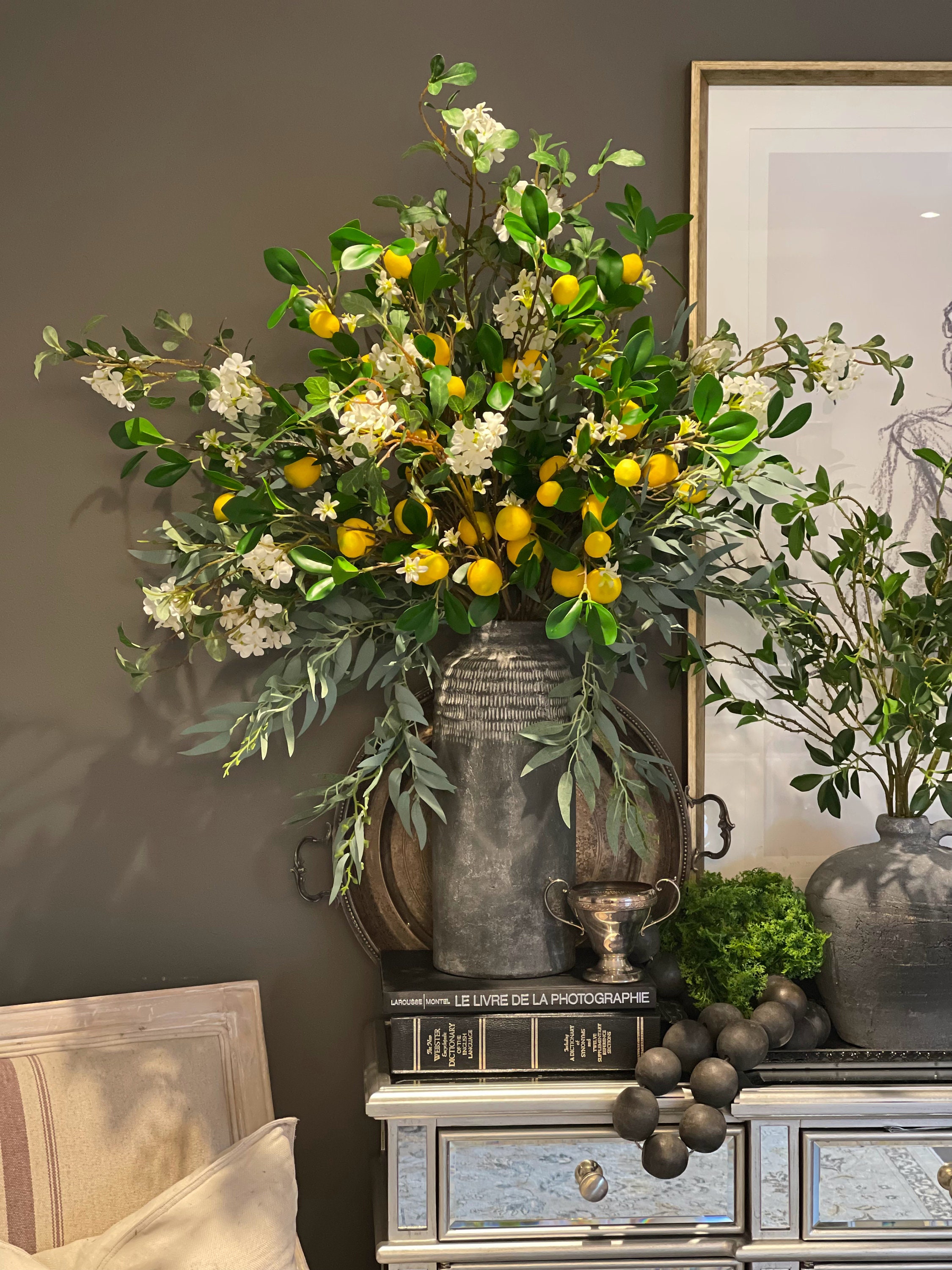 Faux Lemon Tree Branches Artificial Yellow Fruits Faux Etsy