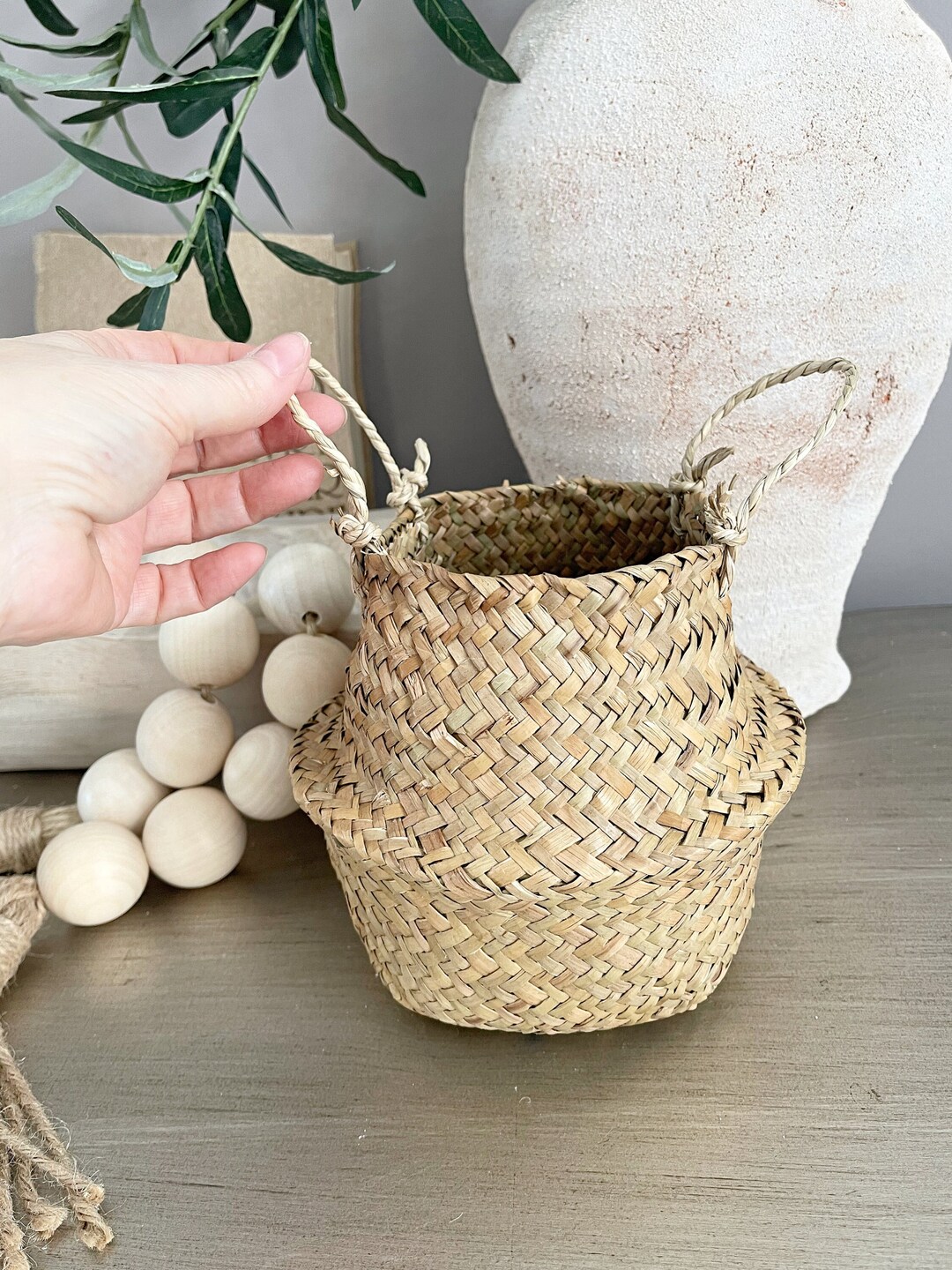 Tiny Woven Basket for Greenery, Plants, Mini Decorative Planter, Flower ...