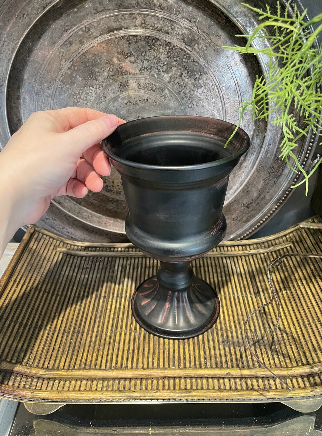 Vintage Style Mini Black Metal Urn for Greenery Decorative Etsy
