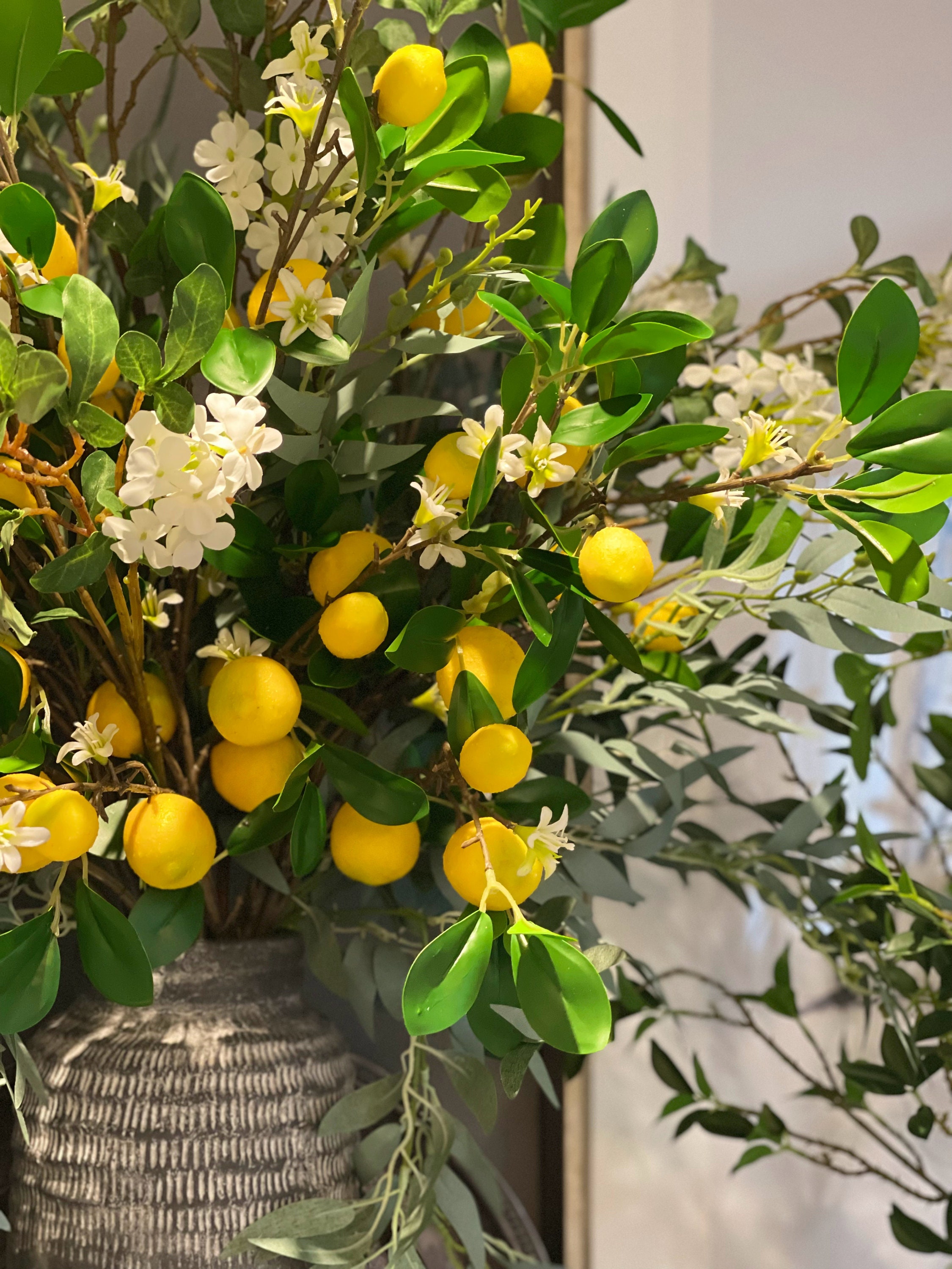 Faux Lemon Tree Branches Artificial Yellow Fruits Faux Etsy