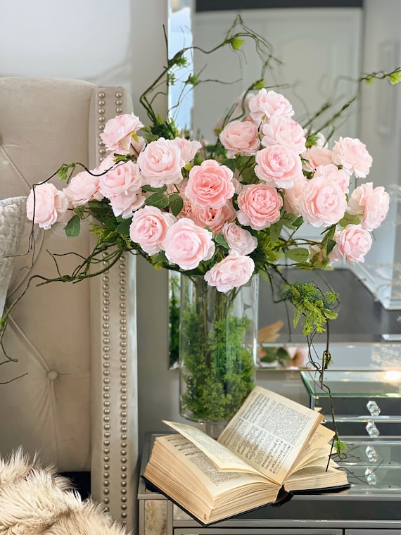Pale Pink English Roses, Pink Faux Flower Stems, Life Like Silk Artificial  Sprays, DIY Wedding Decor, Romantic Floral Arrangement Home Decor 