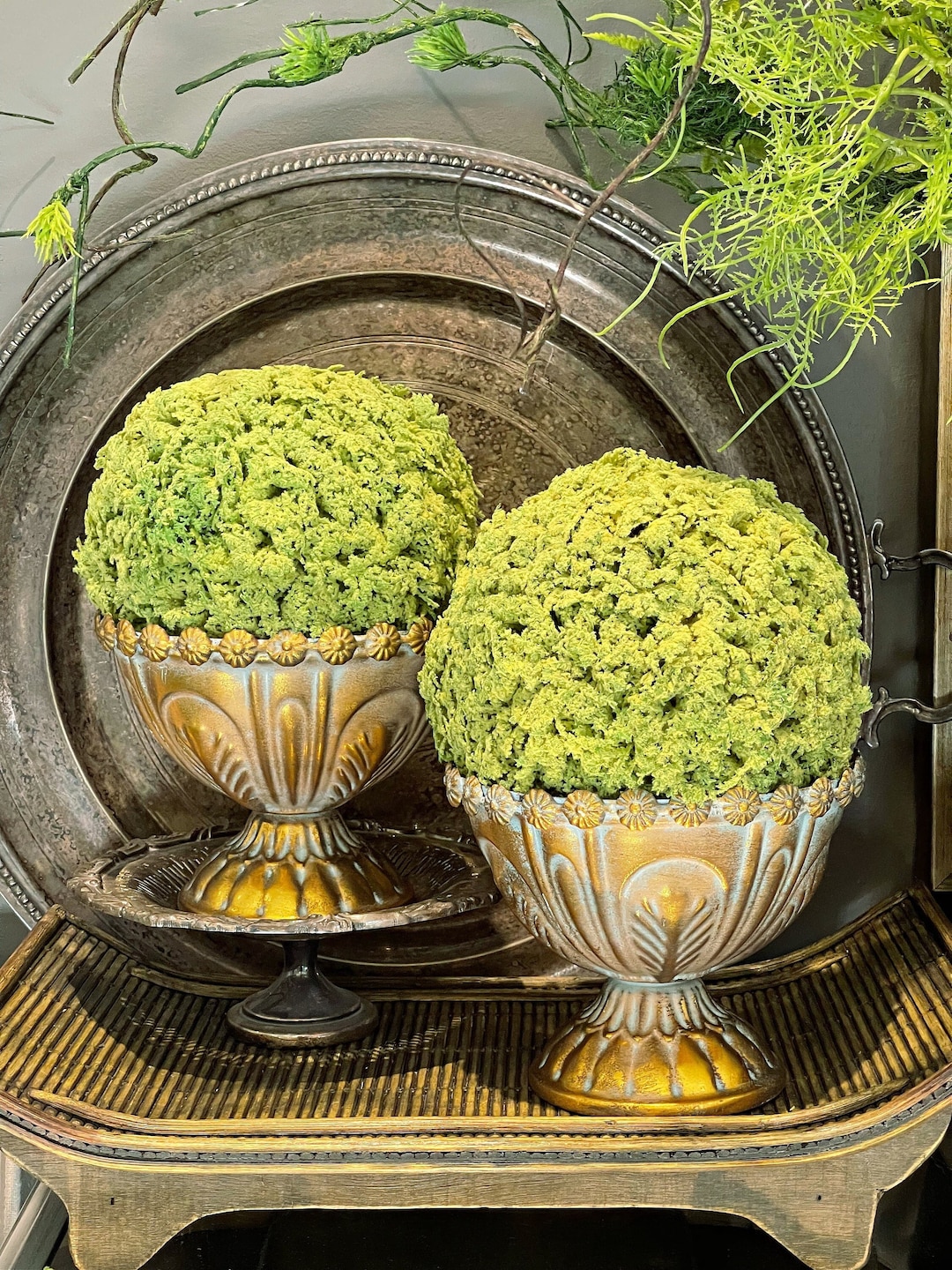Moss Ball Greenery Artificial Moss Ball Decorative Home Etsy