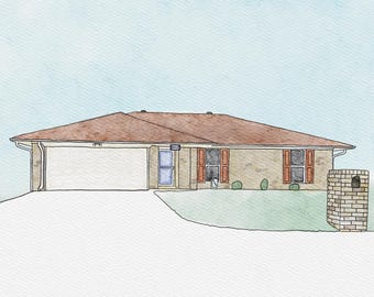 Watercolor Home Portrait Gift for Her Mothers Day Custom Personalized Unique Portrait Print House Realtor Moving to a new Home Moving Out