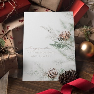 Tarjeta de agradecimiento al cliente navideño / Tarjeta de agradecimiento empresarial navideña / Plantilla digital editable Canva 5x7