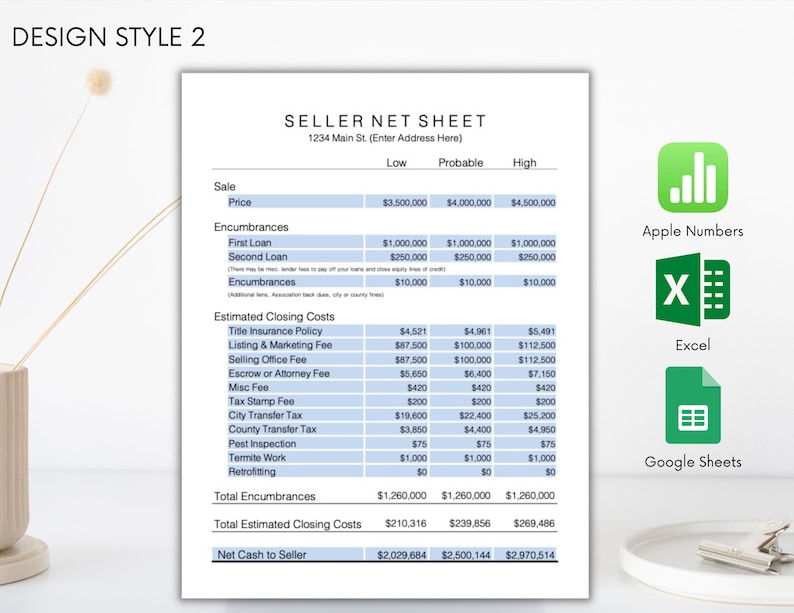 Sellers Net Sheet Template Excel Sellers Net Sheet Template Excel