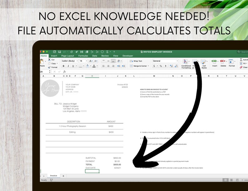 Editable Invoice Template: Excel, Numbers, Google Sheets (digital ...