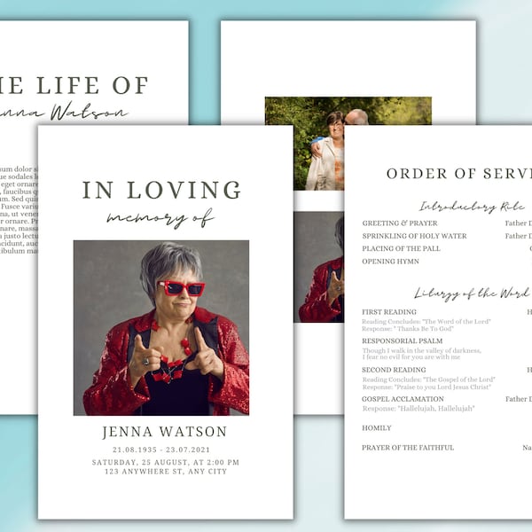 8 Page Catholic Mass Funeral Program Template | Instant Download | Edit in Canva