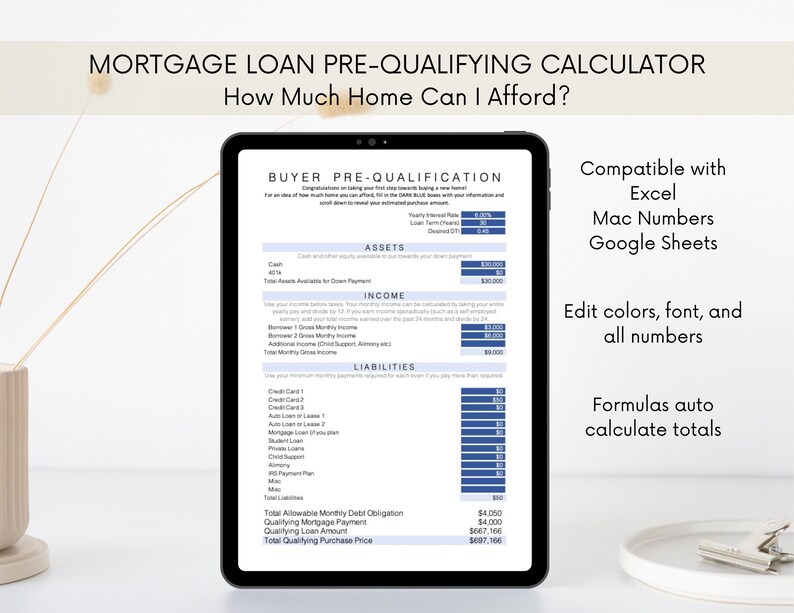 Mortgage Calculator How Much Home Can I Afford Excel Template for