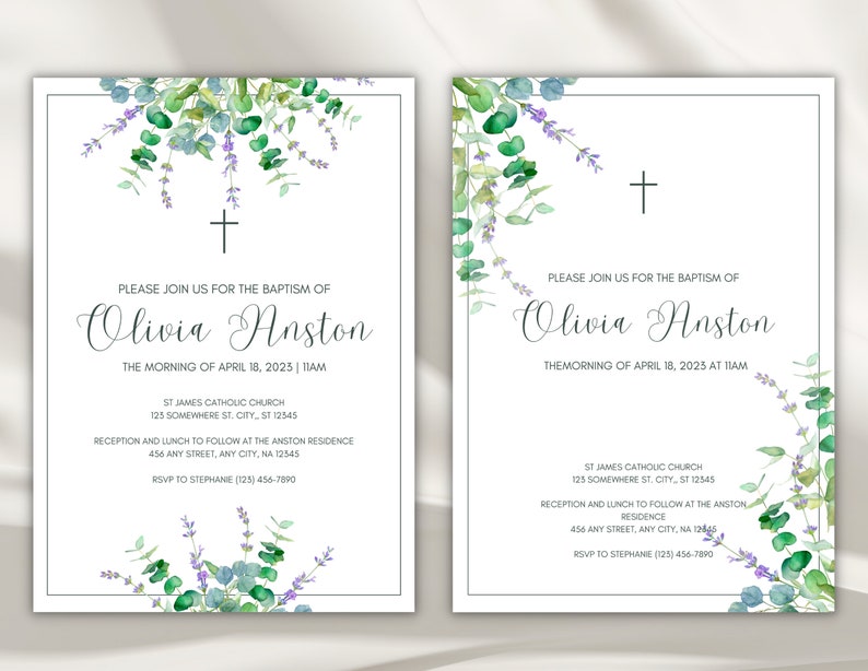 Catholic Baptism Invitation Christening Template Editable, Downloadable