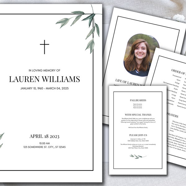 CATHOLIC Funeral Program Template | 4 Page Booklet Format | Editable in Canva | 5.5 x 8.5