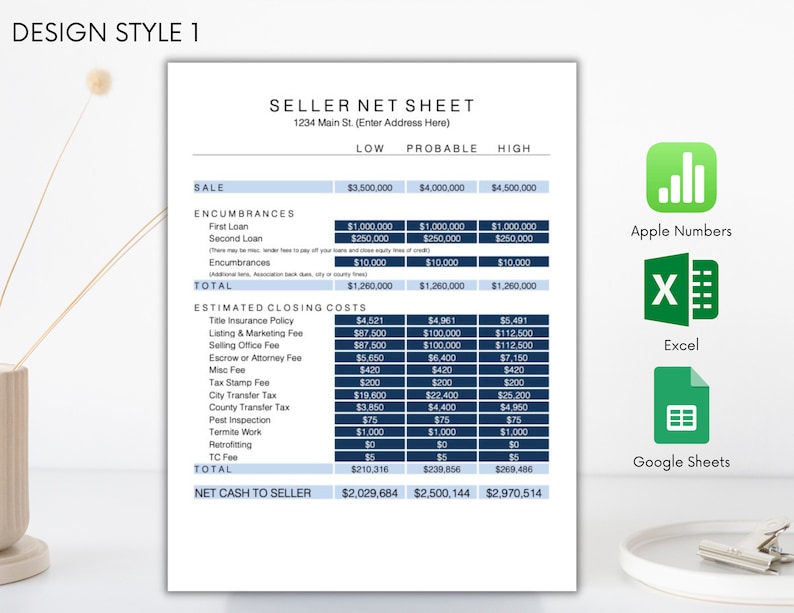 Excel Seller Net Sheet Template Instant Download Estimated Etsy UK