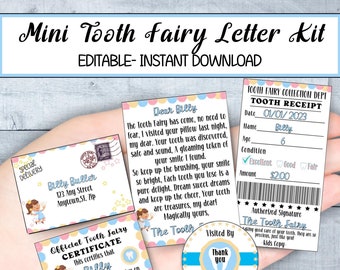 Mini Tooth Fairy Letter Kit: Printable Receipt, Envelope (Canva Template)