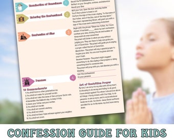 Carte de prière pour guide de confession catholique pour enfants (PDF)
