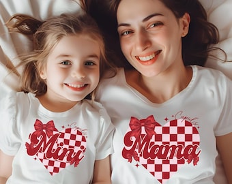 Mama and Mini Valentine PNG: Coquette Bow Matching Shirt Design (Digital Download)