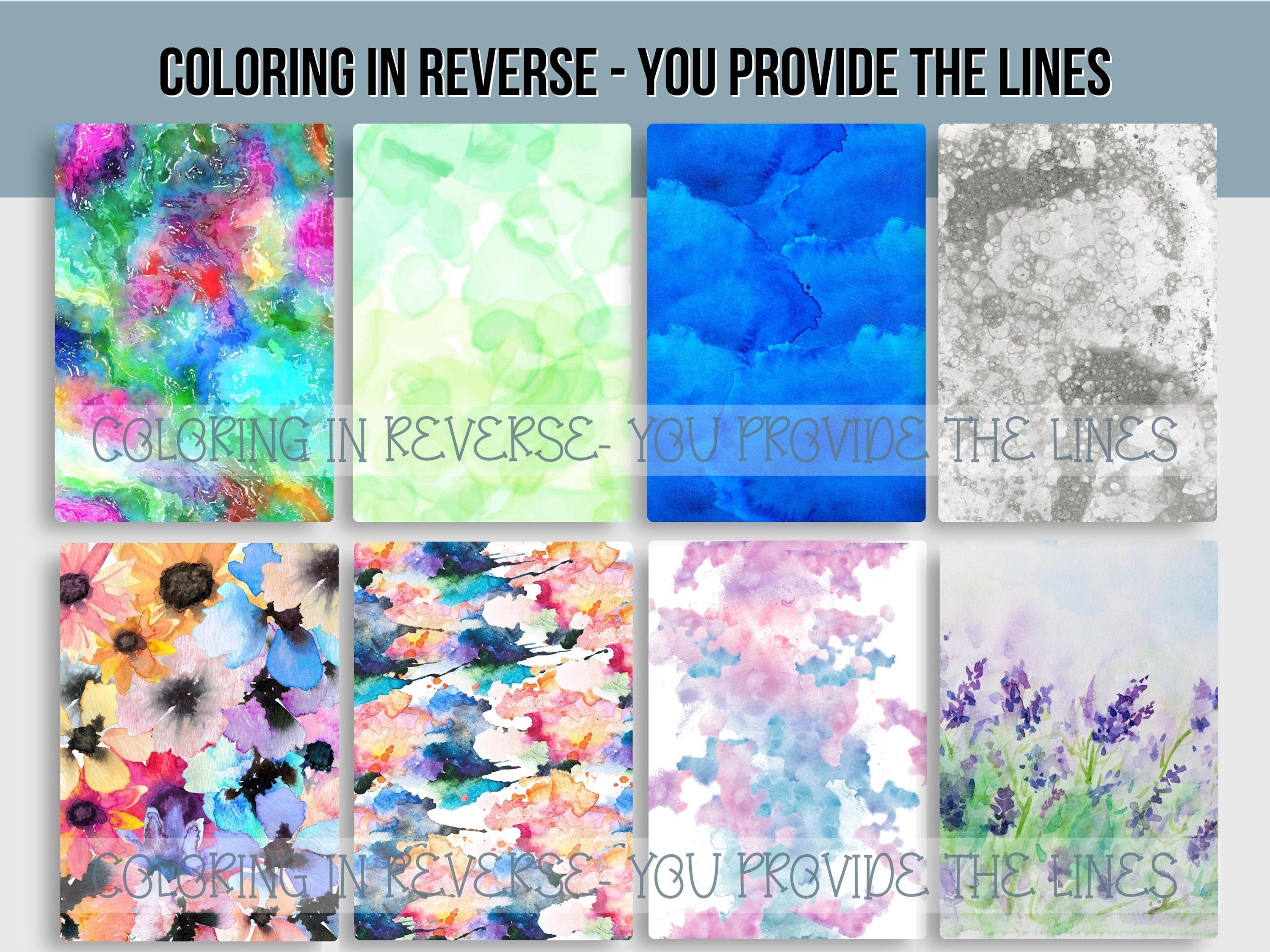 Reverse Watercolor Coloring Book: Abstract Designs for Stress Relief ...