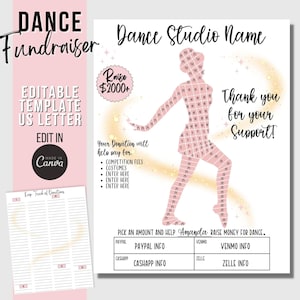 Dance Fundraiser editable Canva Template, Dance Team Fundraiser Printable, Season Fundraiser flyer, Dance Competition Fundraiser Forms, Tap