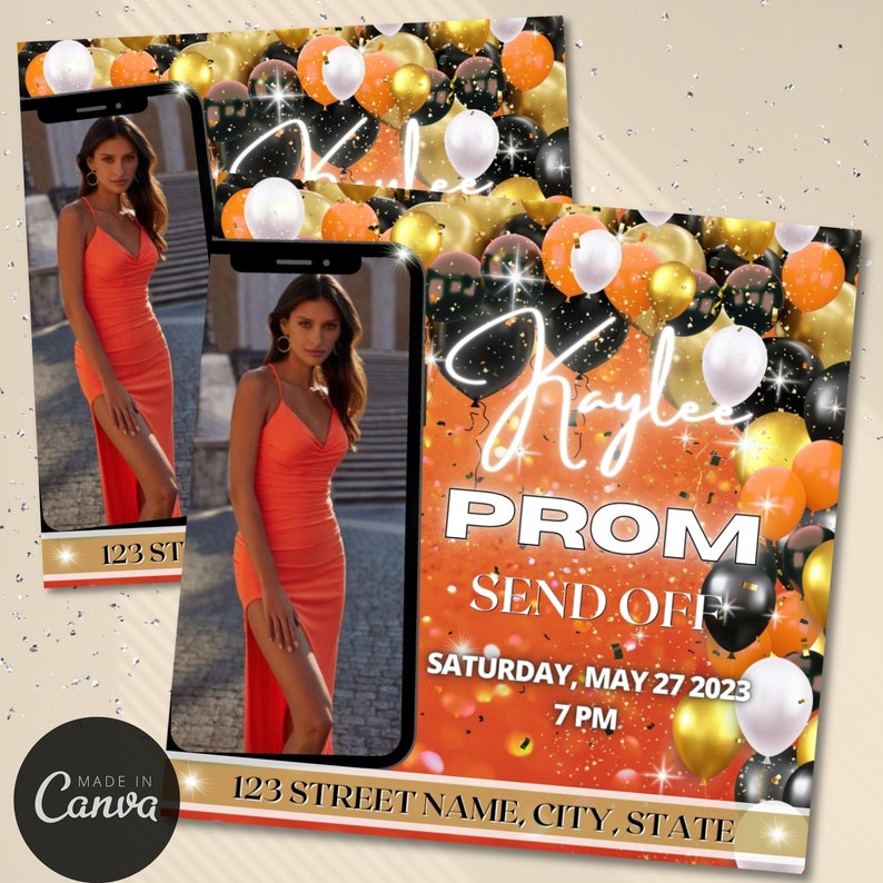 Editable Prom Send off Flyer Canva Template for Prom Night, Printable Editable Prom Send off Flyer Canva Template for Prom Night, Printable