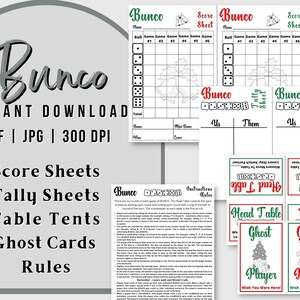 Bunco Scoreblad, Bunco Tally Sheet, Bunco Printables, Bunco Bundle, Bunco scorekaart voor bunco Party & ladies night, tafelnummerkaarten