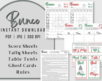 Bunco Score Sheet, Bunco Tally Sheet, Bunco Printables, Bunco Bundle, Bunco score Card for bunco Party & ladies night, table number cards