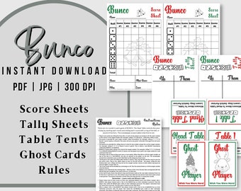 Bunco Score Sheet, Bunco Tally Sheet, Bunco Printables, Bunco Bundle, Bunco score Card for bunco Party & ladies night, table number cards