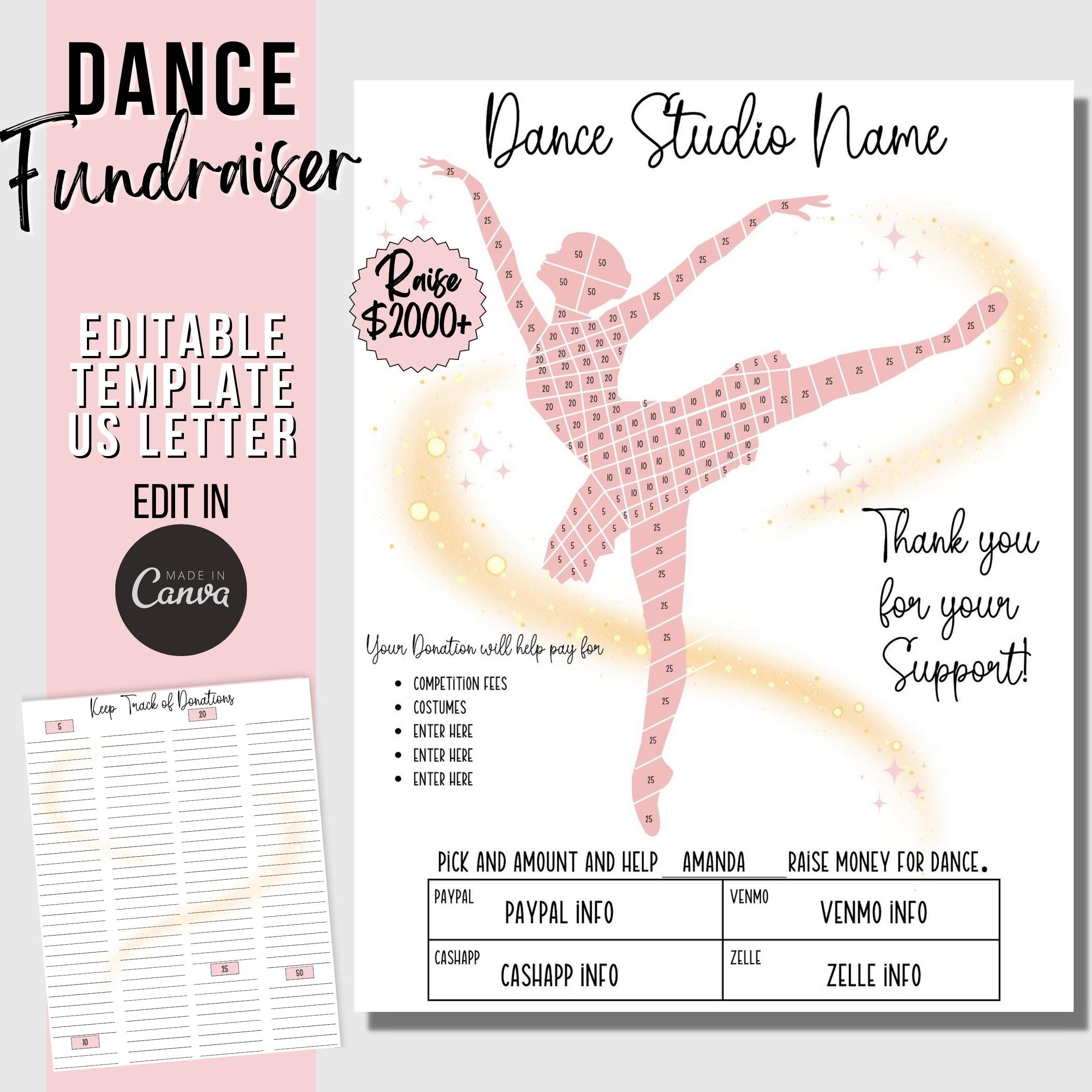 Dance Fundraiser Editable Canva Template Dance Team image picture