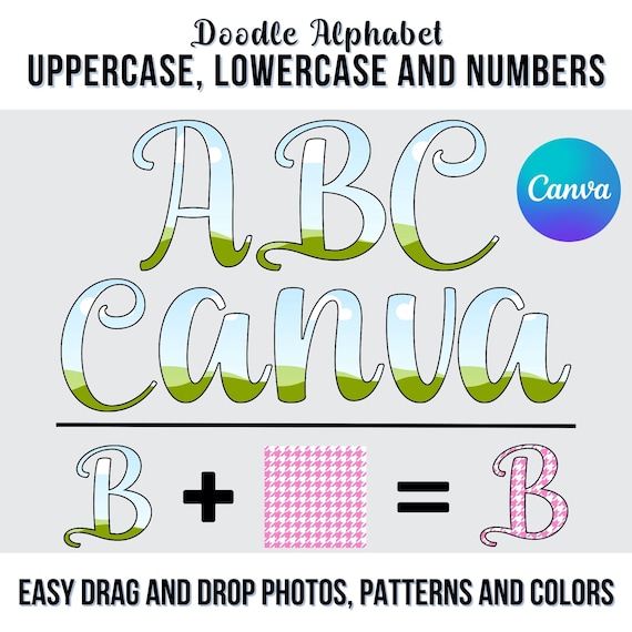 Canva Letter Frames: Doodle Script Font Alphabet (Digital Download)