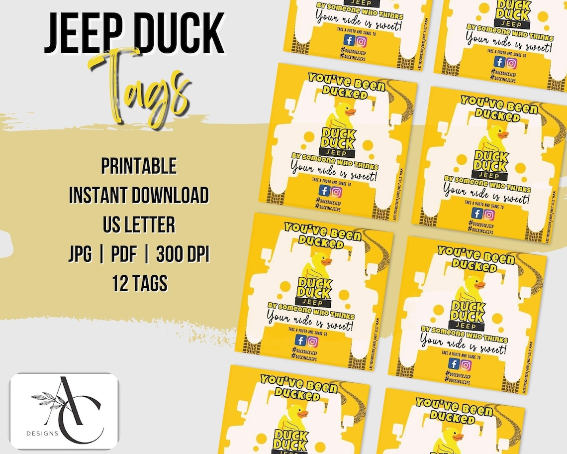 Printable Jeep Duck Tags for Jeep Wrangler Gladiator and Etsy