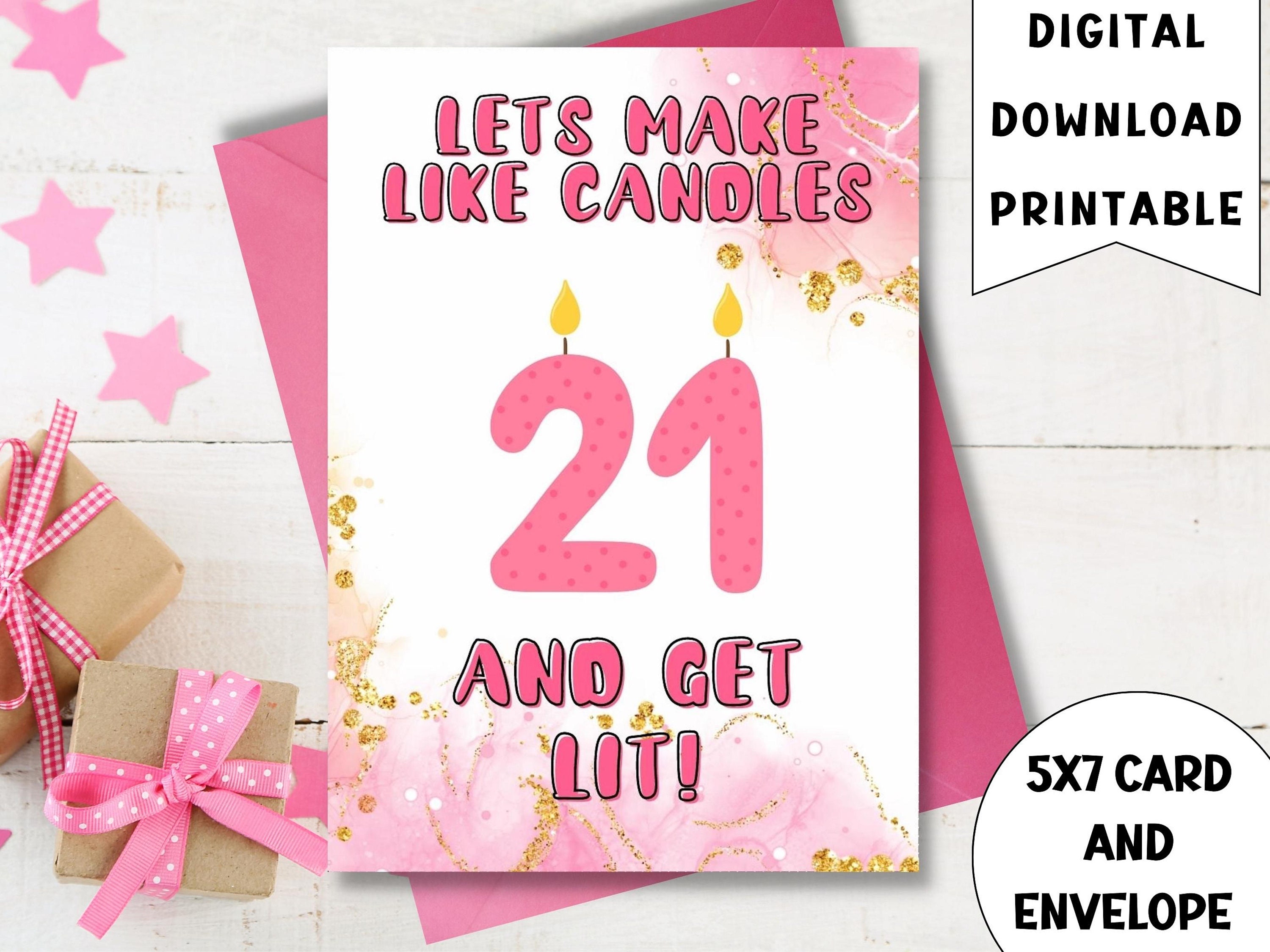 21st Birthday Printable Card With Envelope Template, DIY Birthday Card ...