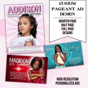 Custom Designed Pageant Ad Program Book Design, Professional Program Ad, Full Page ad, Half Page Ad, Quarter Page Ad, Pageant Graphic Design