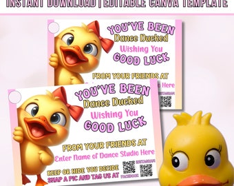 Editable Dance Duck Gift Tag: Cheer Team Good Luck (Digital Download)