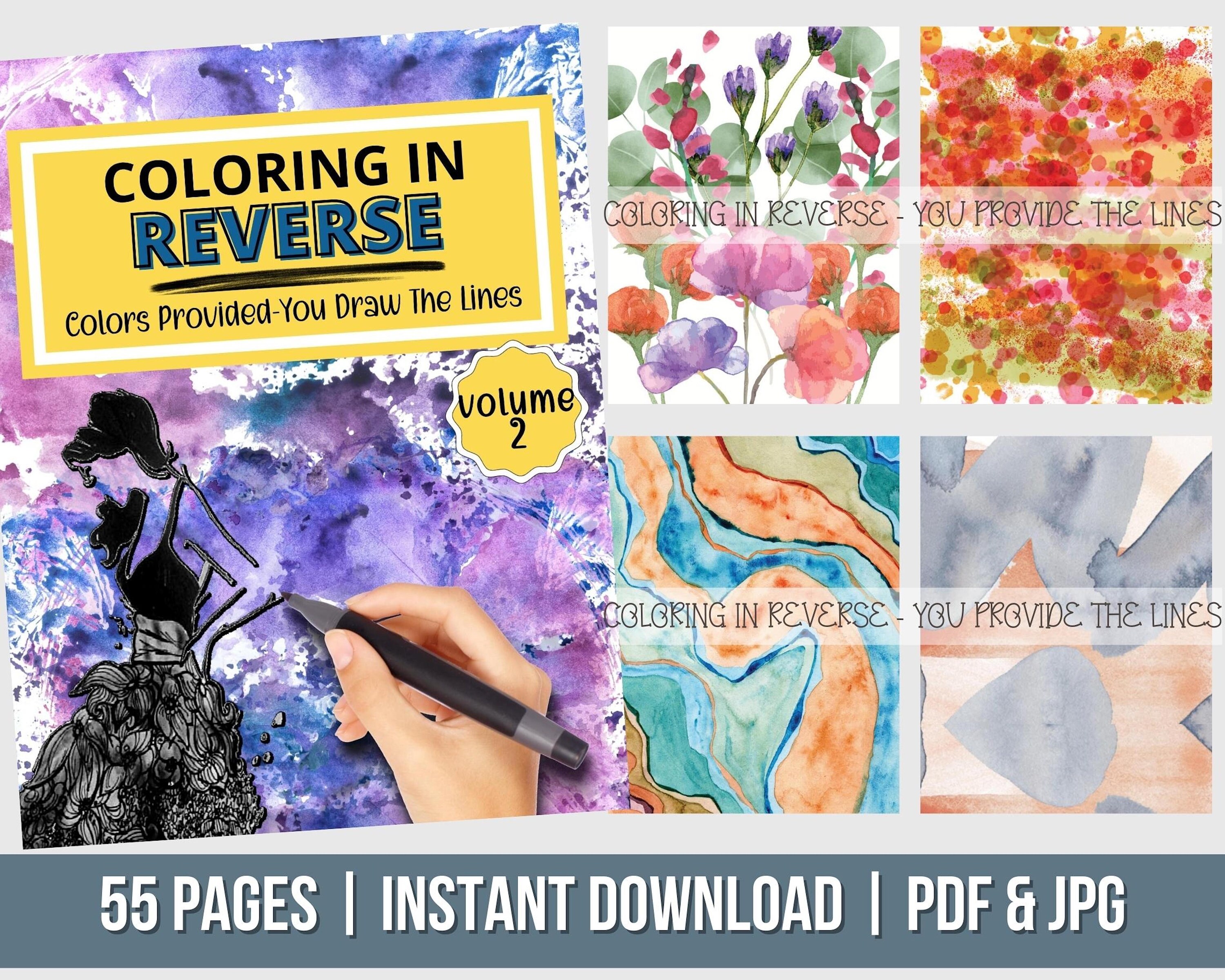 Reverse Coloring Tracing Activity, Backwards Coloring, Anxiety Relief  Workbook, Abstract Watercolor Book, Adult Coloring Book PDF, 