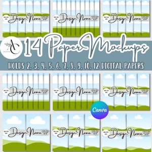 Digital paper mockup editable template, Etsy listing Mockup bundle, Scrapbook Paper mockup,  Canva Mockup designs,  Etsy product mockup