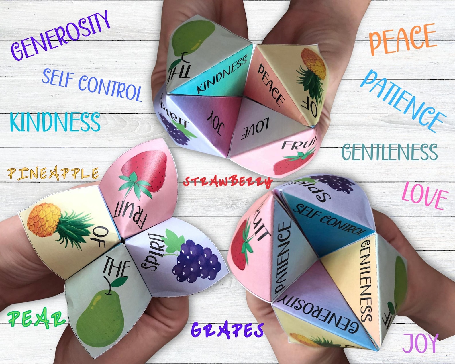Fruit of the spirit cootie catcher sunday school bible activity