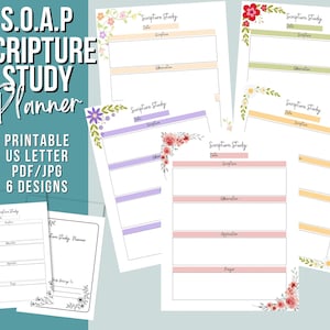 SOAP notes Bible Study Printable Journal, SOAP template Scripture Journal, Bible Study template PDF, Christian Devotional Prayer Journal