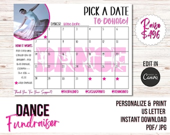 Dance Team Fundraiser Calendar: Pick a Date, Editable Canva Template (Digital Download)