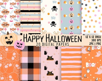 Pastel Halloween Digital Paper Pack, Seamless Patterns (PDF)
