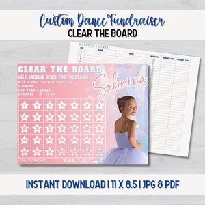 Clear the Board Dance Fundraiser, Pick a Date Dance Fundraiser editable Template, Sponsor my season Team Fundraiser Printable,  Gymnastics