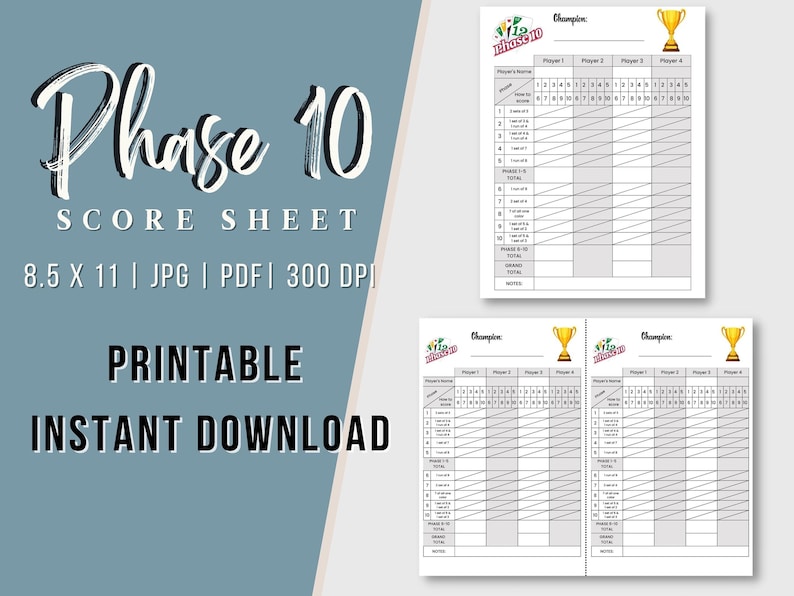 Phase 10 Card Game Printable Score - Il 794xN.4739719605 Nrpp 