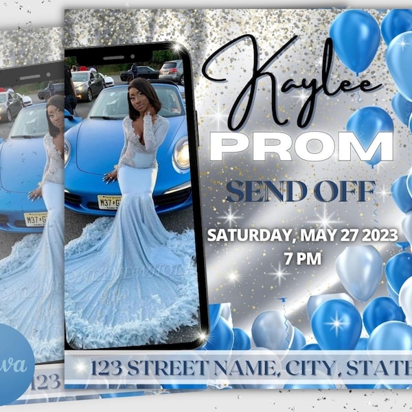 Prom Send Off Flyer, Prom Flyer Canva template, Editable party Flyer template, Prom Night Social Media Flyer, Prom Party invite Printable