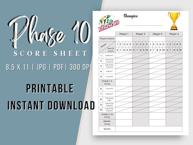Phase 10 Card Game Printable Score - Il 794xN.4691497106 8tsn 